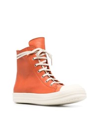 Sneakers alte in pelle arancioni di Rick Owens