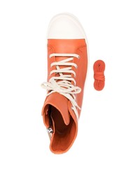 Sneakers alte in pelle arancioni di Rick Owens