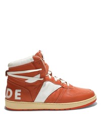 Sneakers alte in pelle arancioni di Rhude