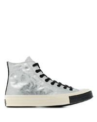 Sneakers alte in pelle argento di Converse