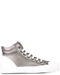 Sneakers alte in pelle argento di Jimmy Choo