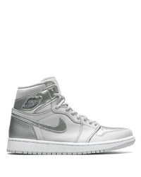 Sneakers alte in pelle argento di Jordan