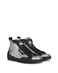 Sneakers alte in pelle argento di Dolce & Gabbana