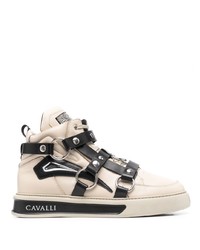 Sneakers alte in pelle beige di Roberto Cavalli