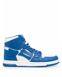 Sneakers alte in pelle bianche e blu scuro di Amiri
