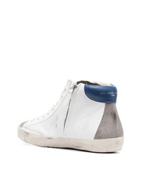 Sneakers alte in pelle bianche e blu scuro di Philippe Model Paris