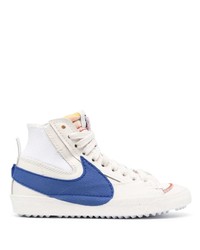 Sneakers alte in pelle bianche e blu scuro di Nike
