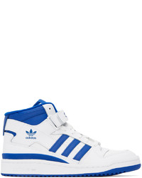 Sneakers alte in pelle bianche e blu di adidas Originals