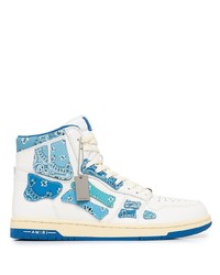 Sneakers alte in pelle bianche e blu di Amiri