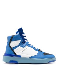 Sneakers alte in pelle bianche e blu di Givenchy