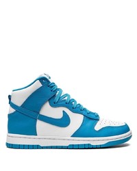 Sneakers alte in pelle bianche e blu di Nike