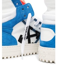 Sneakers alte in pelle bianche e blu di Off-White