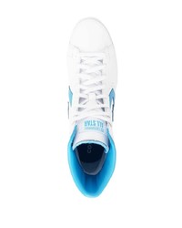 Sneakers alte in pelle bianche e blu di Converse
