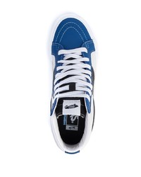 Sneakers alte in pelle bianche e blu di Vans