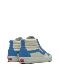 Sneakers alte in pelle bianche e blu di Vans