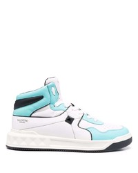 Sneakers alte in pelle bianche e blu di Valentino Garavani