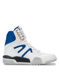 Sneakers alte in pelle bianche e blu di Versace
