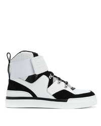 Sneakers alte in pelle bianche e nere di Balmain