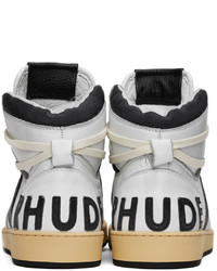 Sneakers alte in pelle bianche e nere di Rhude