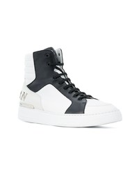 Sneakers alte in pelle bianche e nere di Philipp Plein