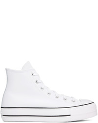 Sneakers alte in pelle bianche e nere di Converse