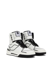 Sneakers alte in pelle bianche e nere di Dolce & Gabbana