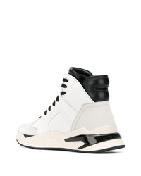 Sneakers alte in pelle bianche e nere di Balmain