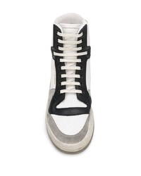 Sneakers alte in pelle bianche e nere di Saint Laurent