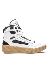 Sneakers alte in pelle bianche e nere di Puma