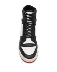 Sneakers alte in pelle bianche e nere di Saint Laurent