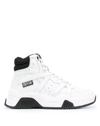 Sneakers alte in pelle bianche e nere di VERSACE JEANS COUTURE