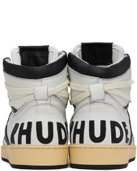 Sneakers alte in pelle bianche e nere di Rhude