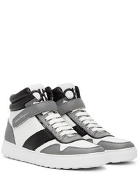 Sneakers alte in pelle bianche e nere di Salvatore Ferragamo