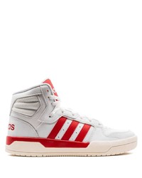 Sneakers alte in pelle bianche e rosse di adidas
