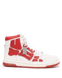 Sneakers alte in pelle bianche e rosse di Amiri