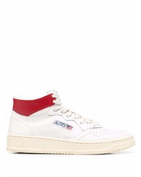 Sneakers alte in pelle bianche e rosse di AUTRY