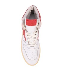 Sneakers alte in pelle bianche e rosse di Rhude