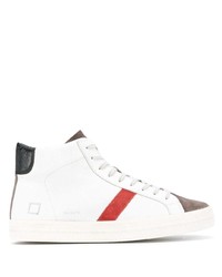 Sneakers alte in pelle bianche e rosse di D.A.T.E