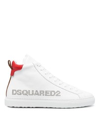 Sneakers alte in pelle bianche e rosse di DSQUARED2
