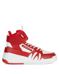 Sneakers alte in pelle bianche e rosse di Giuseppe Zanotti