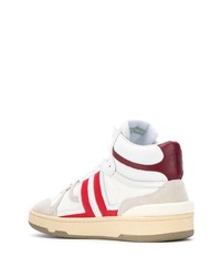 Sneakers alte in pelle bianche e rosse di Lanvin