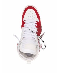 Sneakers alte in pelle bianche e rosse di Off-White