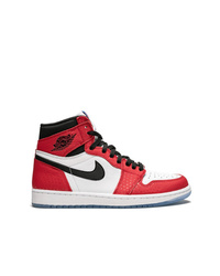 Sneakers alte in pelle bianche e rosse di Jordan