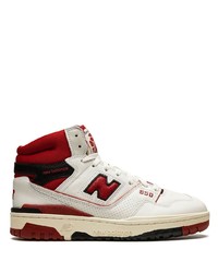 Sneakers alte in pelle bianche e rosse di New Balance