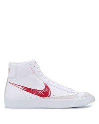 Sneakers alte in pelle bianche e rosse di Nike