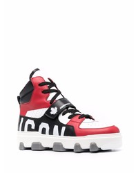 Sneakers alte in pelle bianche e rosse di DSQUARED2