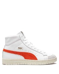 Sneakers alte in pelle bianche e rosse di Puma