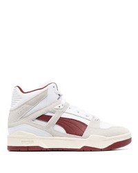 Sneakers alte in pelle bianche e rosse di Puma