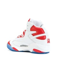 Sneakers alte in pelle bianche e rosse di Reebok