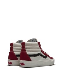 Sneakers alte in pelle bianche e rosse di Vans